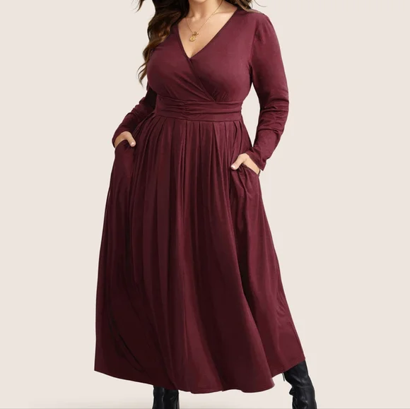 BloomChic | Dresses | Bloomchic Surplice Bodice Shirred Waist Longsleeve Jersey Burgundy Midi Dress | Poshmark BloomChic | Dresses | Bloomchic Surplice Bodice Shirred Waist Longsleeve Jersey Burgundy Midi Dress | Poshmark